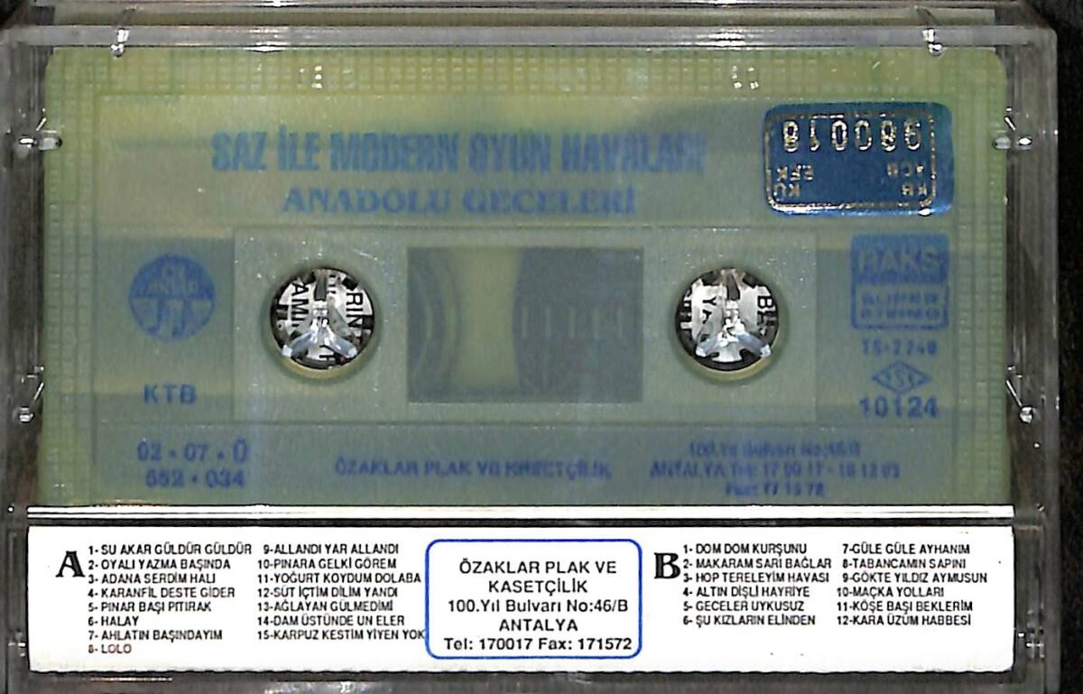 Saz İle Modern Oyun Havaları ''Anadolu Geceleri'' Kaset (İkinci El) KST28579 - 2
