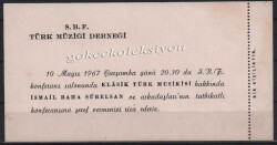S.B.F Türk Müziği Derneği Konferans Bileti EFM289 - 1