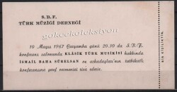 S.B.F Türk Müziği Derneği Konferans Bileti EFM289 - 3