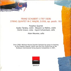 Schubert* - Psophos Quartet* – Quintet A Cordes En Ut Majeur, D.956, Op. Posthume 163 CD (İkinci El) CD4918 - 2