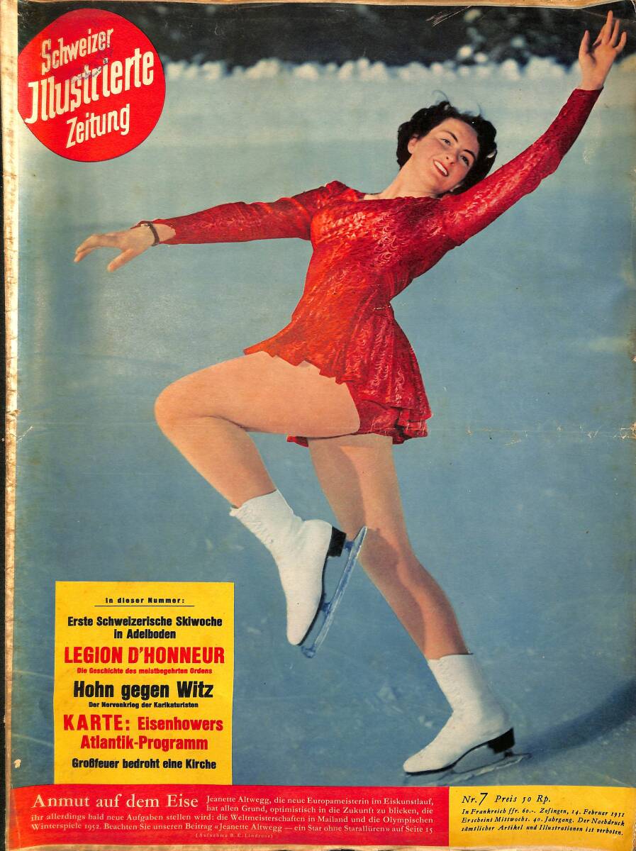 Schweizer Illustrierte Zeitung (İsviçre İllüstrasyon Dergisi) 14 February 1951 - Jeanette Altwegg NDR96661 - 1