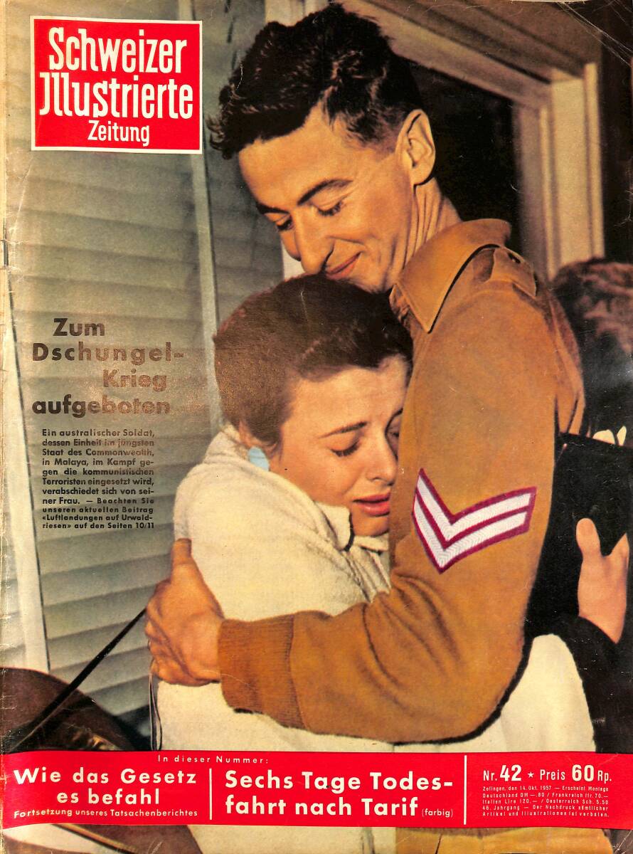 Schweizer Illustrierte Zeitung (İsviçre İllüstrasyon Dergisi) 14 October 1957 - Malaya, Albert Bockhorn, Cherry Cresswell-Turner NDR96659 - 1