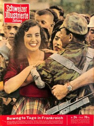 Schweizer Illustrierte Zeitung (İsviçre İllüstrasyon Dergisi) 9 June 1958 - General de Gaulles, Martine Carols NDR96668 - Gökçekoleksiyon