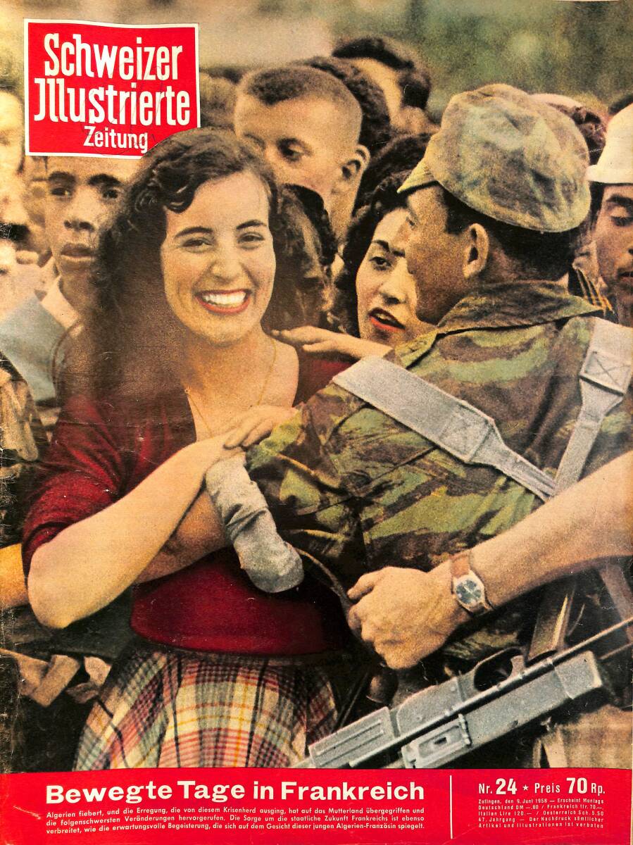 Schweizer Illustrierte Zeitung (İsviçre İllüstrasyon Dergisi) 9 June 1958 - General de Gaulles, Martine Carols NDR96668 - 1