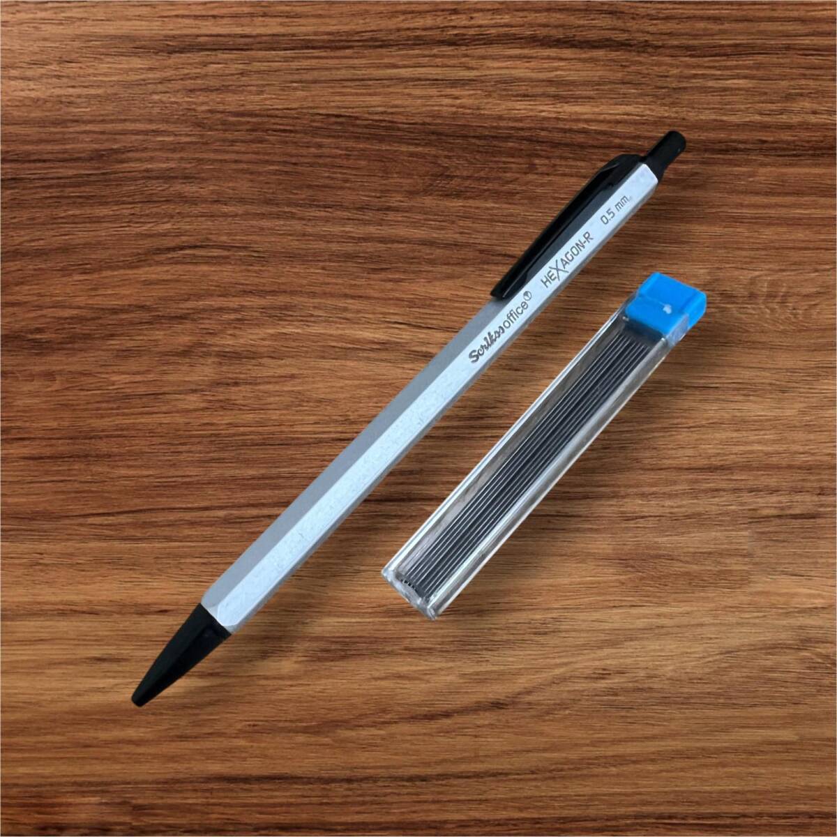 Scrikss Office Hexagon-R 0.5 mm Mekanik Gri Çıtçıtlı Kalem – Sıfır, Kullanılmamış (Vintage) #KL7 - 1