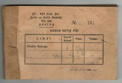 Şe-Ref Kollektif Şirketi Şefik ve Refik İnanç Kabuk Satış Fiş Koçanı Antetli Fatura EFM1238 - 1
