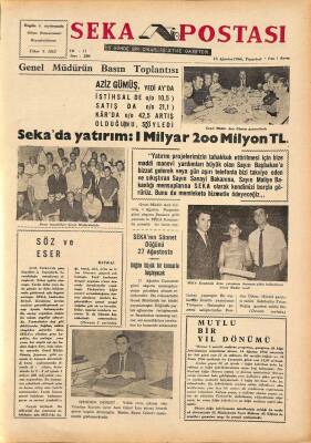 Seka Postası 15 Ağustos 1966 - Sekada Yatırım 1 Milyar 200 Milyon GZ79638 - 1