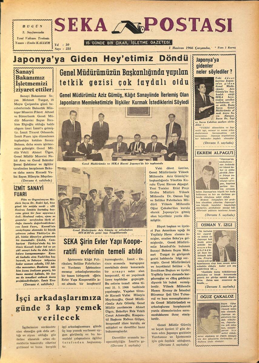 Seka Postası Gazetesi 1 Haziran 1966 - SEKA Şirin Evler Yapı Kooperatifi Evlerinin Temeli Atıldı GZ160439 - 1