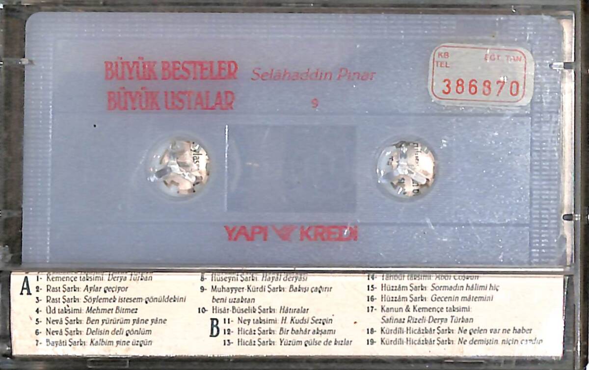 Selahaddin Pınar - Büyük Besteler Büyük Ustalar Kaset (Beyaz Bandrol - İkinci El) KST27336 - 2