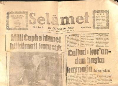 Selamet Gazetesi 15 Ocak 1975 - Callud Kurandan Başka Kaynağa İhtiyaç Yoktur GZ109681 - 1