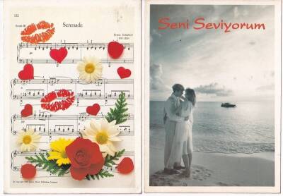 Seni Seviyorum Yazılı Sevgi Temalı 2li Kartpostal KRT10400 - 1
