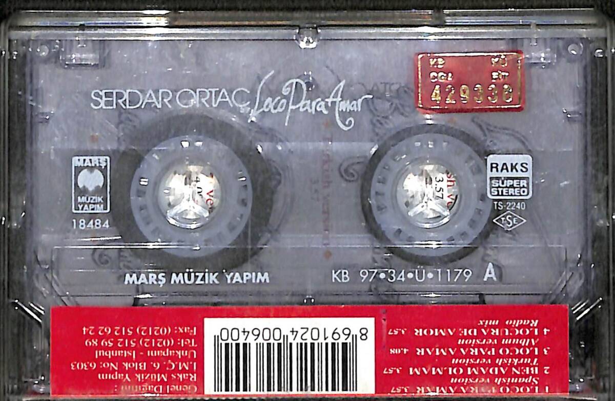 Serdar Ortaç – Loco Para Amar Orijinal Kaset (İkinci El) * Mars Müzik Yapım - 1997 - Kırmızı Bandrol * KST31173 - 2