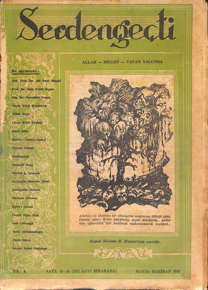 Serdengeçti Sayı:15-16 Mayıs-Haziran 1952 - Ali Fuat Başgil NDR88145 - 1