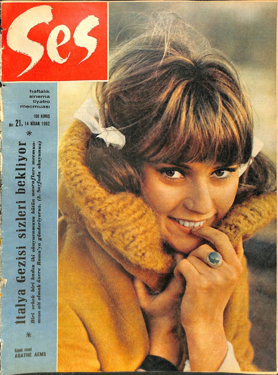 Ses Dergisi 14 Nisan 1962 Sayı 21 - Kadir Savun - Pascale Petit - Ayşecik Ve Zeki Müren Ankara`ya Tiyatroya Gittiler - Nedret Güvenç NDR90564 - 1