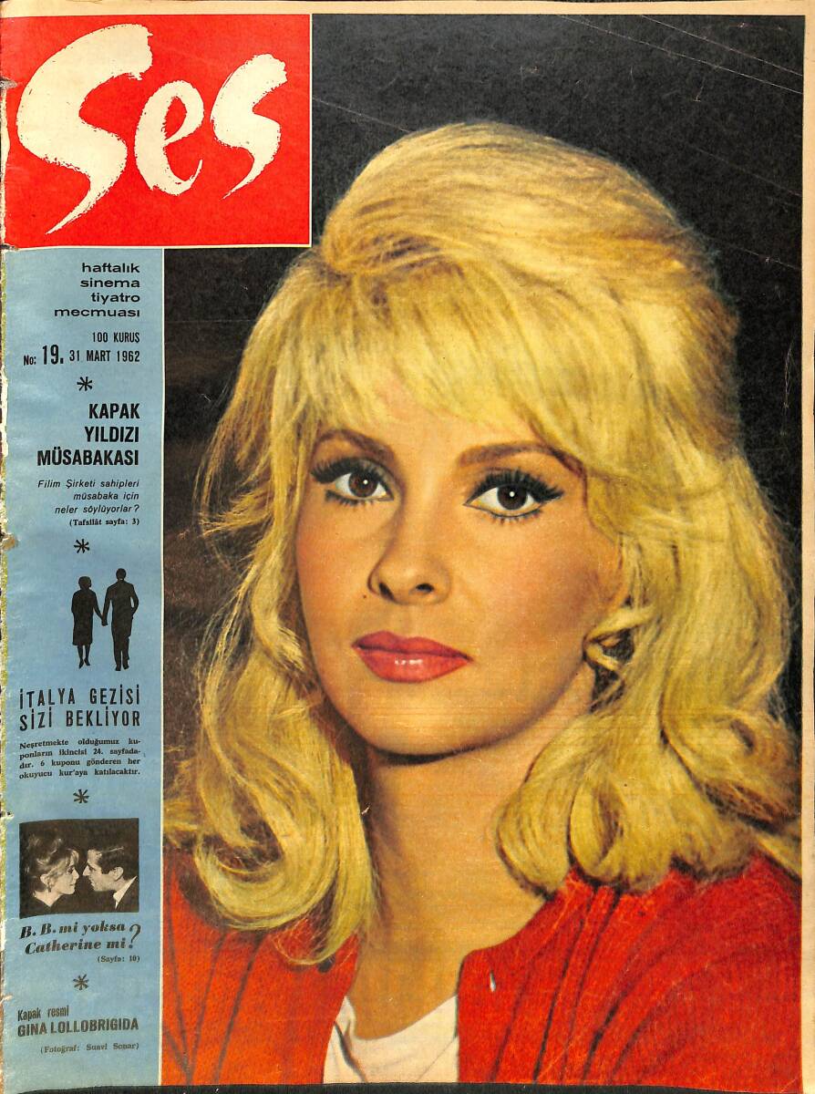 Ses Dergisi 31 Mart 1962 Sayı :19 - ina Lollobrigida- Belgin Doruk- Ayhan Işık- Nilüfer Aydan- Halit Refiğ- Göksel Arsoy- Doris Day- Frank Sinatra NDR90561 - 1