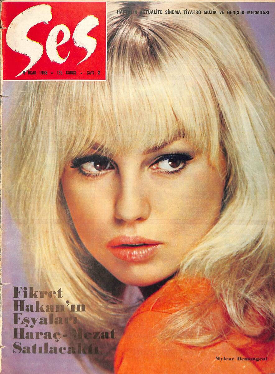 Ses Dergisi 6 Ocak 1968 Sayı:2 - Leyla Sayar - Mylene Demongeot - Türkan Şoray - Sadri Alışık-Erol Taş - Semiramis Pekkan - Hülya Koçyiğit - Bee Gees NDR90679 - 1