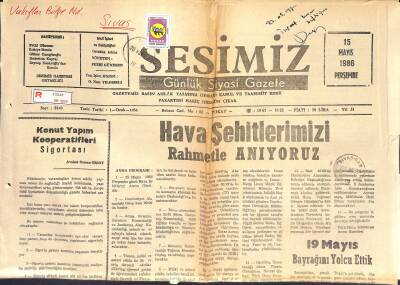 Sesimiz Gazetesi 15 Mayıs 1986 - Hava Şehitlerimizi Rahmetle Anıyoruz GZ125327 - 1