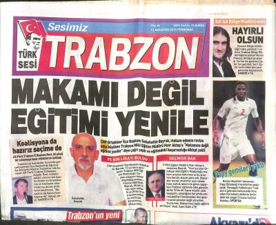 Sesimiz Trabzon Gazetesi 13 Ağustos 2015 - Sümela Manastırı 6.Ayine Hazır-Papy Gemileri Yaktı GZ105587 - 1