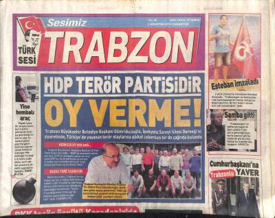 Sesimiz Trabzon Gazetesi 8 Ağustos 2015 - HDP Terör Partisidir - Ordu-Giresun Havalimanı Yoğun GZ124509 - 1
