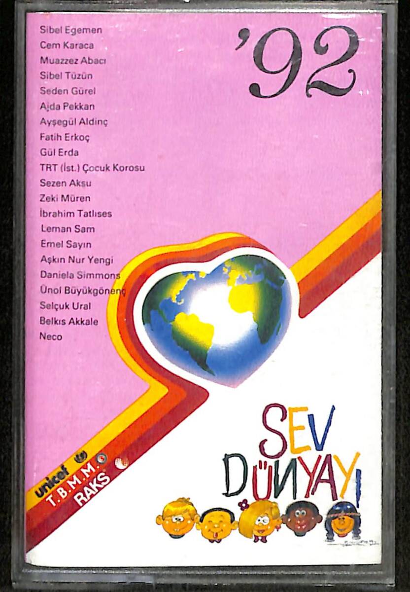 Sev Dünyayı '92 – Cem Karaca, İbrahim Tatlıses, Ajda Pekkan, Sezen Aksu, Emel Sayın, Zeki Müren Kaset (İkinci El) *RAKS Müzik - Mavi Bandrol - 1992* KST29897 - 1