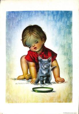 Sevimli Arkadaşlar Eski Büyük Boy Kartpostal (25x35 cm) KRT12618 - 1