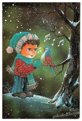 Sevimli Arkadaşlar Temalı Simli Kartpostal KRT4270 - 1
