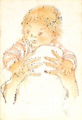 Sevimli Bebek Temalı Simli Kartpostal KRT15015 - 1