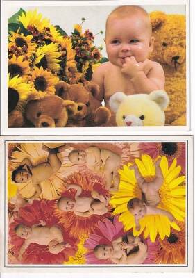 Sevimli Bebekler 2li Kartpostal KRT10332 - 1