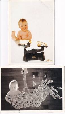 Sevimli Bebekler 2li Kartpostal KRT10333 - 1