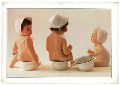 Sevimli Bebekler Büyük Boy Kartpostal KRT9074 - 1
