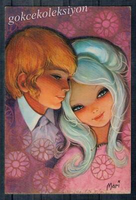Sevimli Çift Animasyon Kartpostal KRT3875 - 1