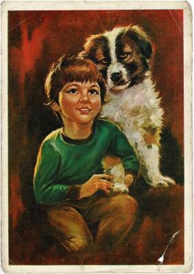 Sevimli Çocuk ve Köpeği Temalı Kartpostal Büyük Boy KRT5617 - 1