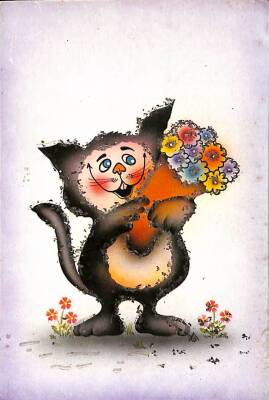 Sevimli Hayvan Temalı Simli Kartpostal KRT15479 - 1