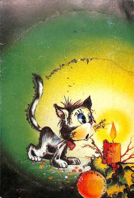 Sevimli Hayvan Temalı Simli Kartpostal KRT15863 - 1