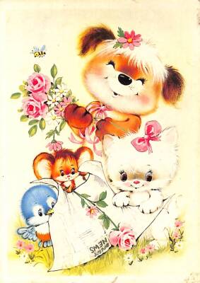 Sevimli Hayvanlar Temalı Kartpostal KRT14077 - 1