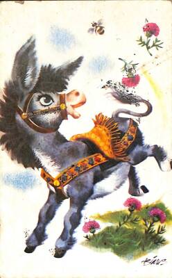Sevimli Hayvanlar Temalı Simli Kartpostal KRT14942 - 1