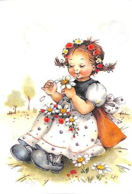 Sevimli Kız Temalı Kartpostal KRT15516 - 1