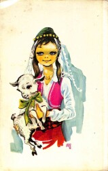 Sevimli Kız Temalı Kartpostal KRT16141 - Gökçekoleksiyon