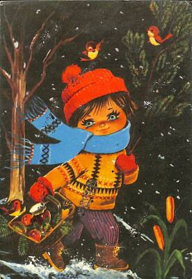 Sevimli Kız Temalı Kartpostal KRT4442 - 1