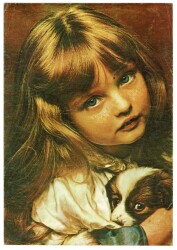 Sevimli Kız ve Köpeği Büyük Boy Kartpostal KRT9088 - Gökçekoleksiyon