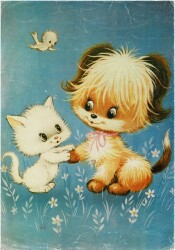 Sevimli Köpek ve Kedi Temalı Büyük Boy Kartpostal KRT5720 - Gökçekoleksiyon