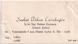 Şevket İlhan Çolakoğlu İş ve İşçi Bulma Kurumu Akara ( Kartvizit) - Gökçekoleksiyon