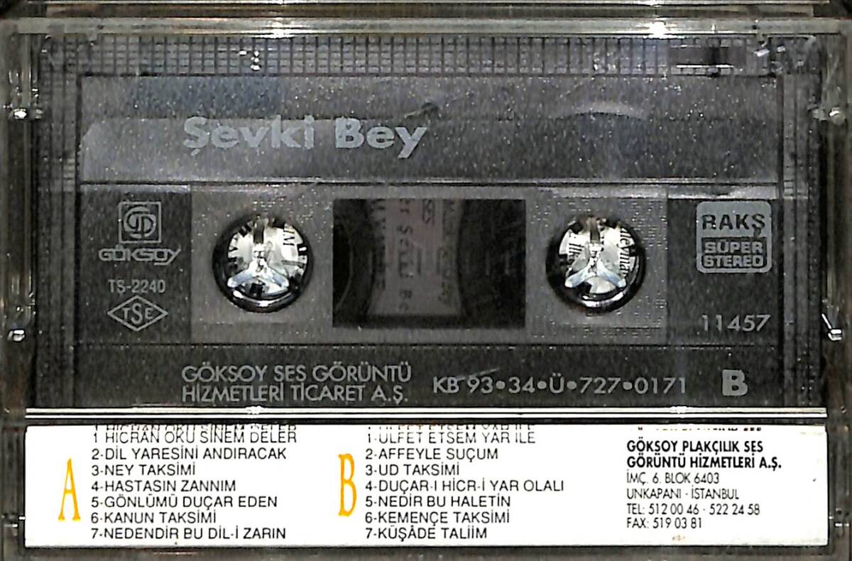 Şevki Bey - Türk Musiki'sinin Unutulmayan Bestecileri 6 Kaset (İkinci El Kaset) KST29718 - 2