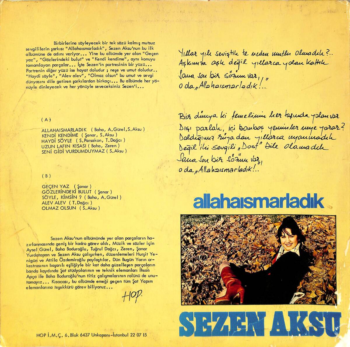 Sezen Aksu – Allahaısmarladık LP PLAK (10/8) 