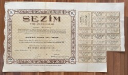 Sezim Türk Anonim Şirketi Hisse Senedi 1944 (1 Hisse) HSS431 - Gökçekoleksiyon