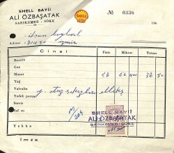 Shell Bayi Ali Özbaşatak Antetli Islak İmzalı Damga Pullu Fatura EFM(N)12232 - Gökçekoleksiyon
