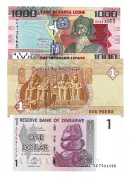 Siera Leon/Zimbabve/Mısır Yabancı Kağıt Para Lotu ÇİL YKP8355 - 3
