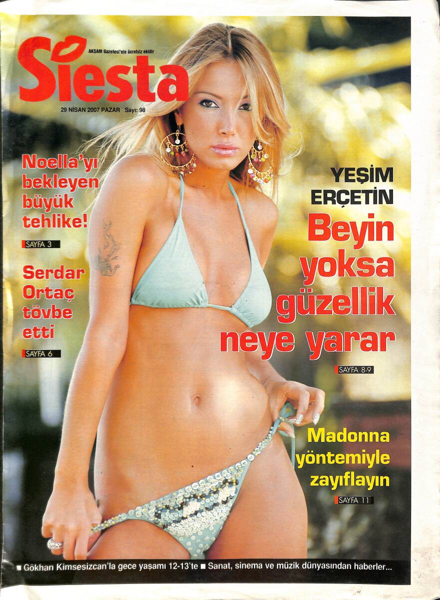 Siesta Magazin Dergisi 29 Nisan 2007 Sayı:98 - Serdar Ortaç Tövbe Etti - Cem Yılmaz: Bir Çuval Paraya Albüm Yapmam NDR89662 - 1