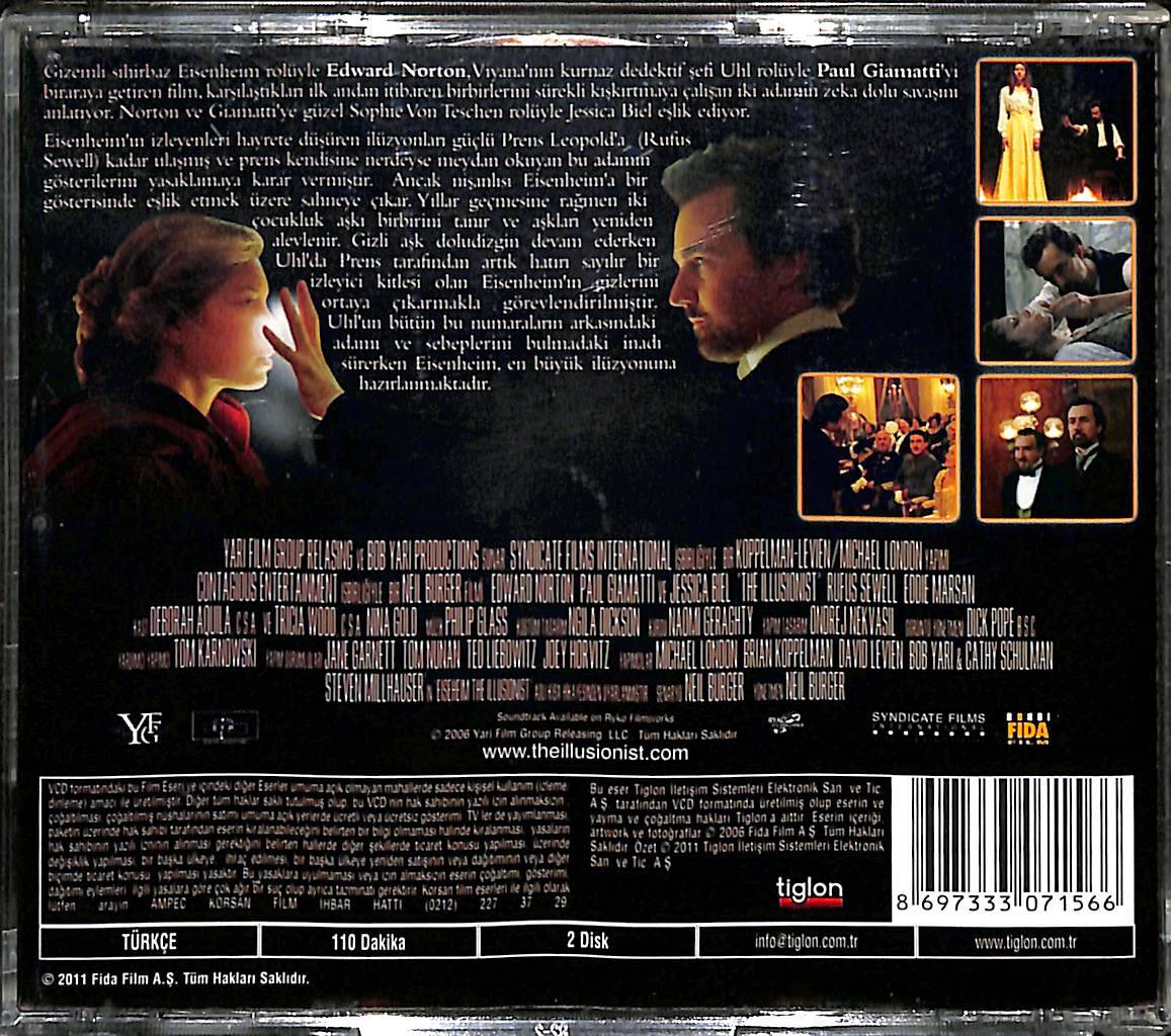 Sihirbaz - The Illusionist (2006) Orjinal VCD Film ' Edward Norton ' VCD28275 - 2