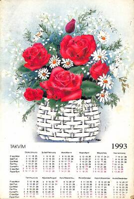 Simli Çiçek Temalı 1993 Yılı Takvimli Kartpostal KRT17765 - 1